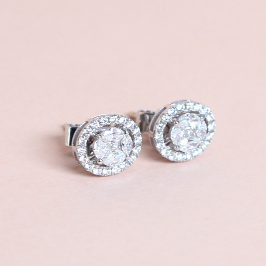 1cts Oval Illusion Stud earrings