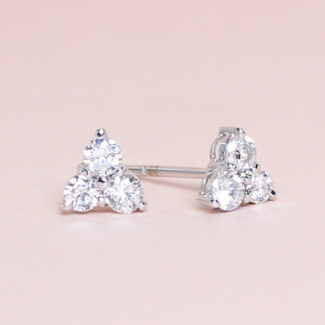 .60cts Round cut Trilogy Stud earrings