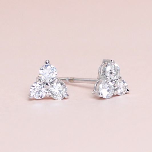 .60cts Round cut Trilogy Stud earrings