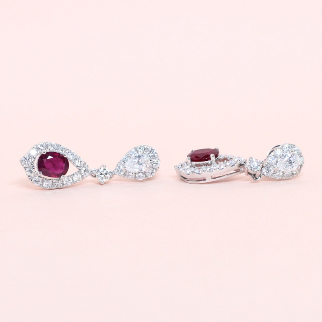 Ruby and Diamond Dangling earrings