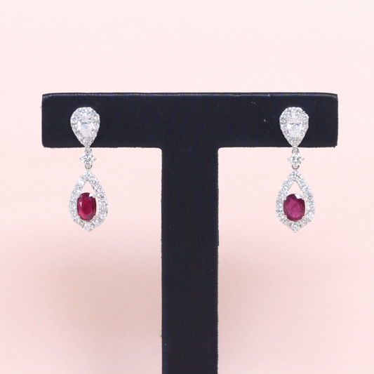 Ruby and Diamond Dangling earrings