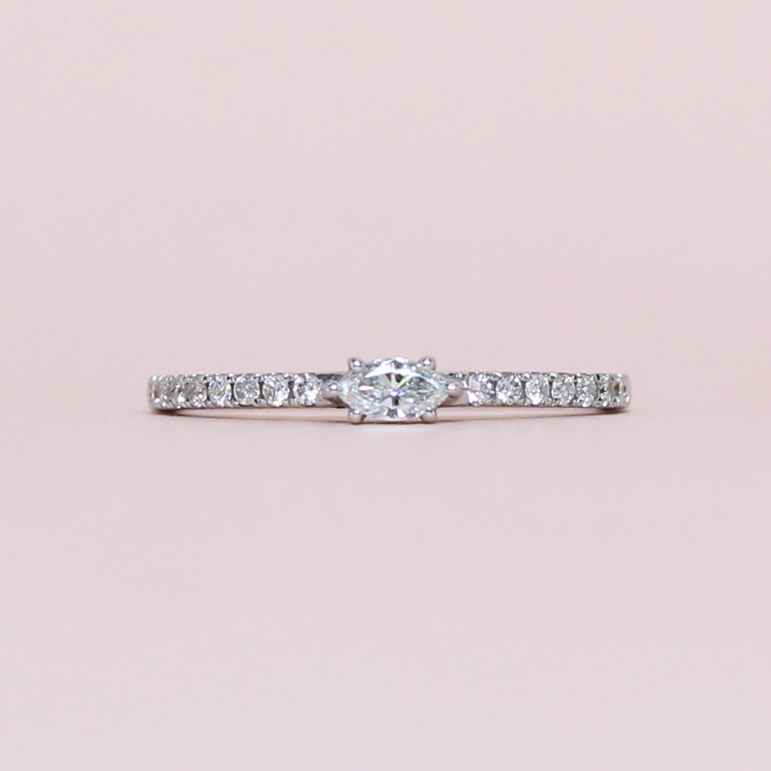.30cts Marquise and Round cut Half eternity ring