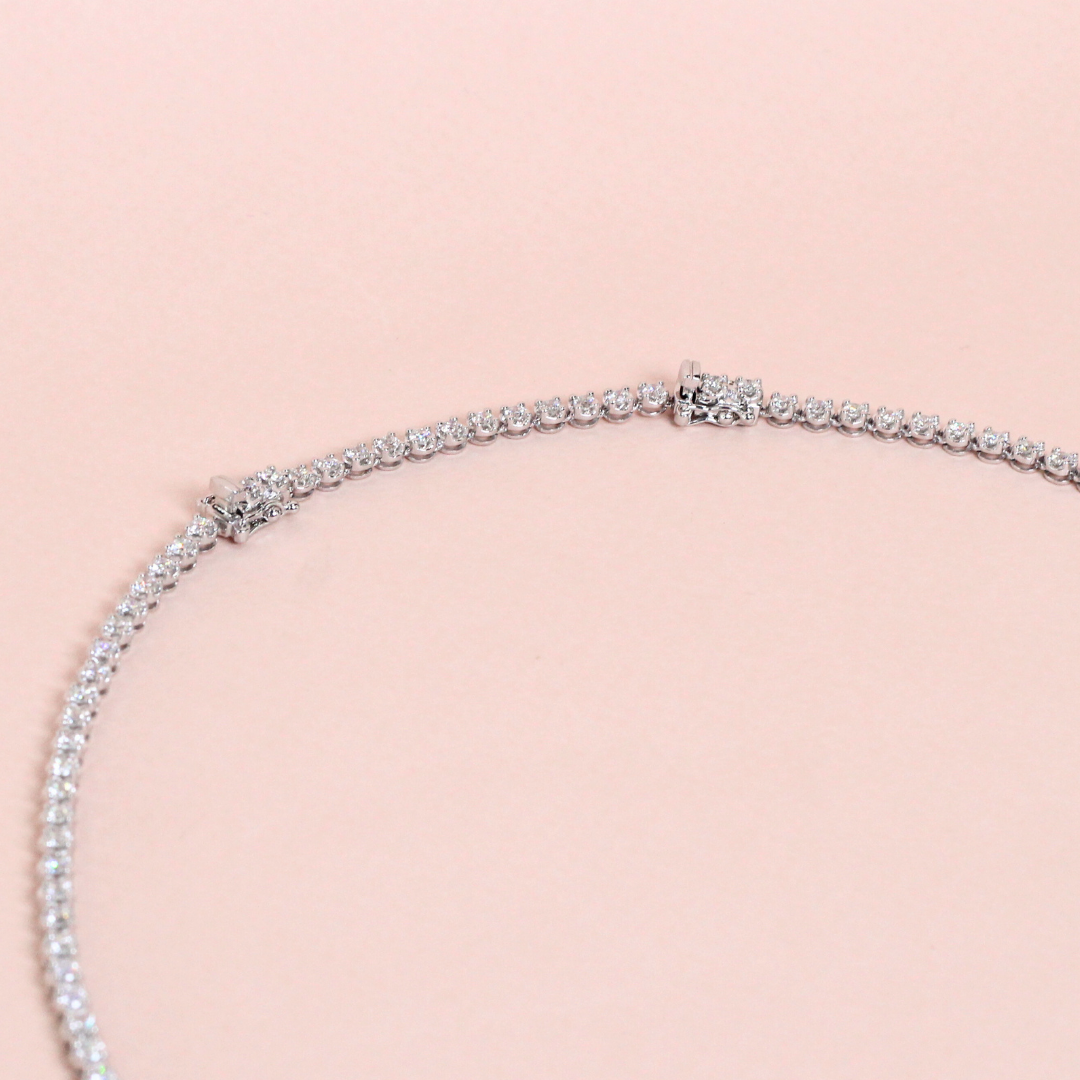 6.27cts Pear and Round cut Drop Tennis necklace