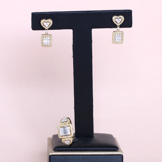 1.03cts Heart and Emerald illusion Drop set