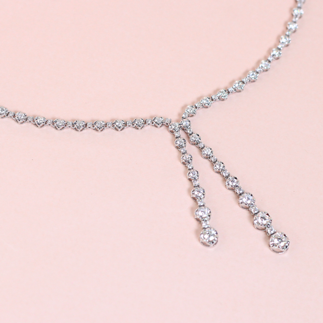 2.61cts Round cut Graduating Drop Tennis necklace