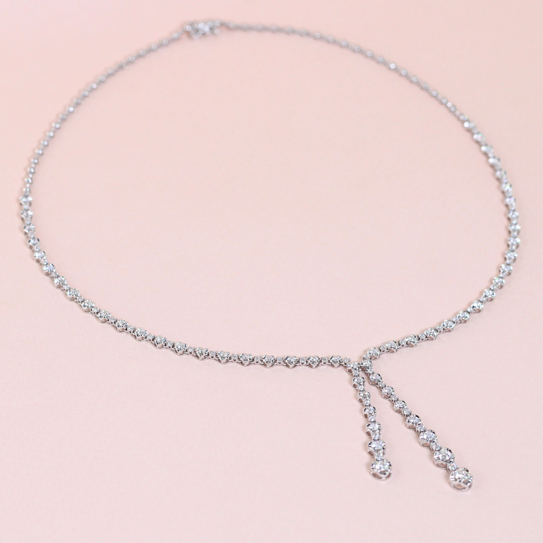 2.61cts Round cut Graduating Drop Tennis necklace