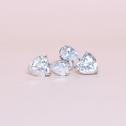 5cts Heart and Pear cut Moissanite Drop earrings