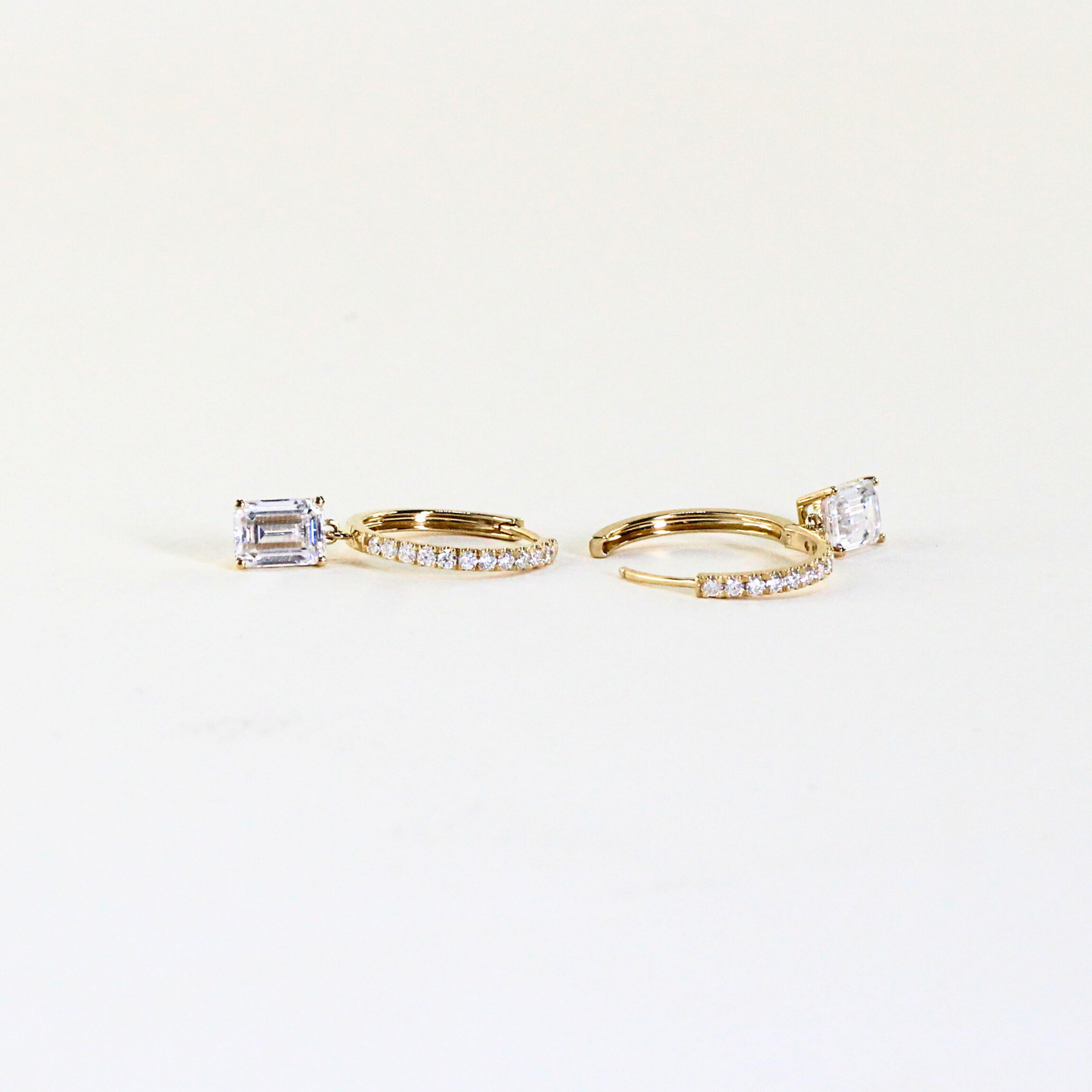 2.40cts Emerald cut Moissanite Drop earrings
