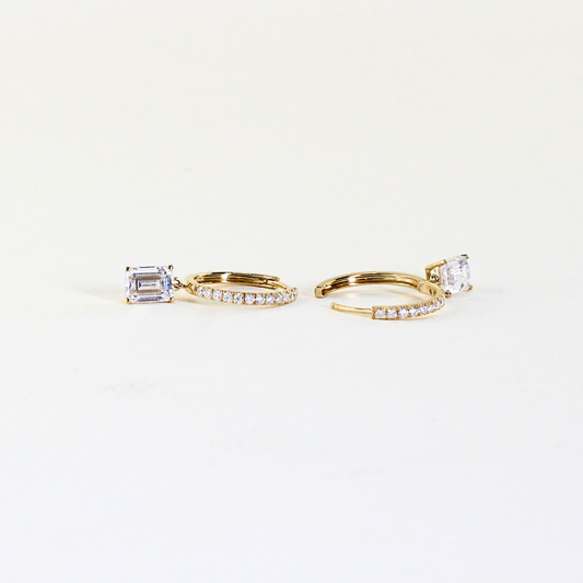 2.40cts Emerald cut Moissanite Drop earrings