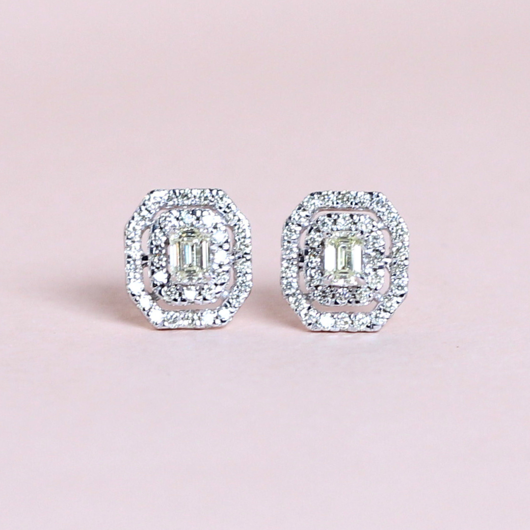 .64cts Cushion Illusion earrings w/ halo