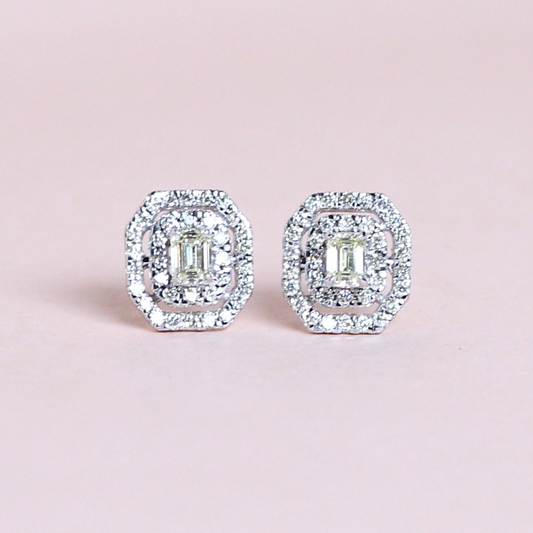 .64cts Cushion Illusion earrings w/ halo
