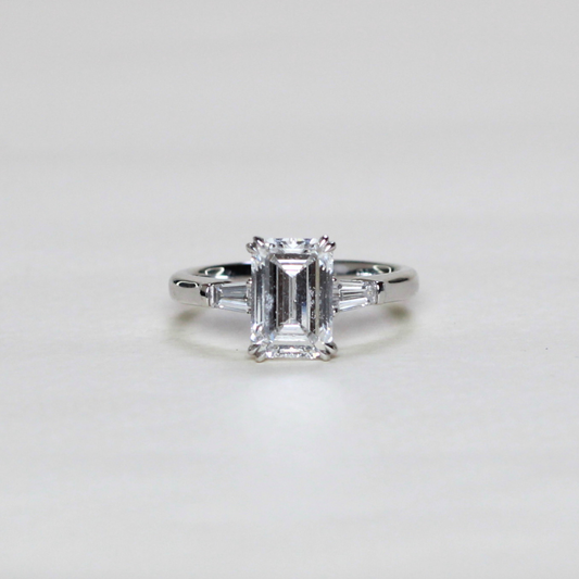 2.21cts Emerald cut Lab-grown trilogy ring