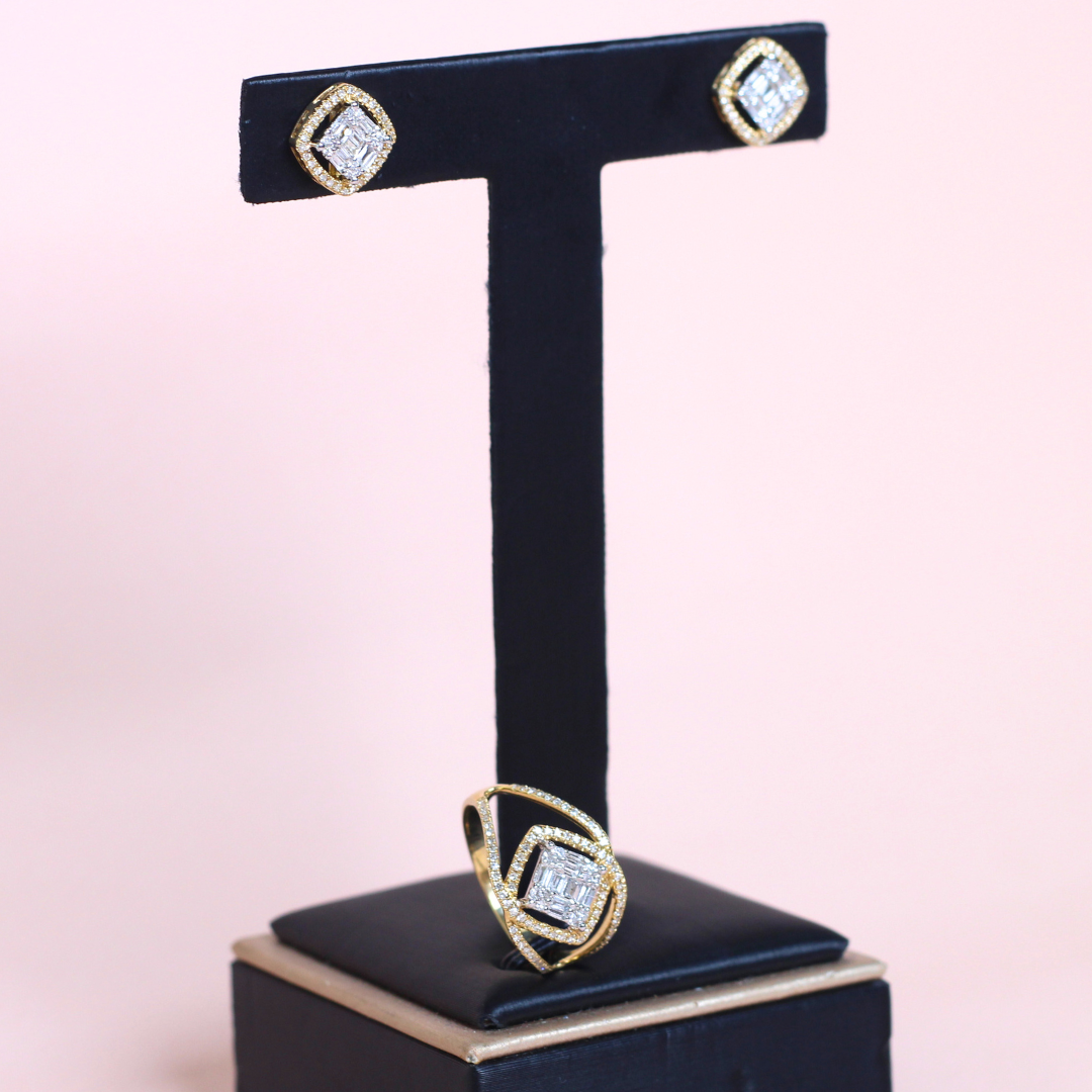 .73cts Square Illusion set with halo