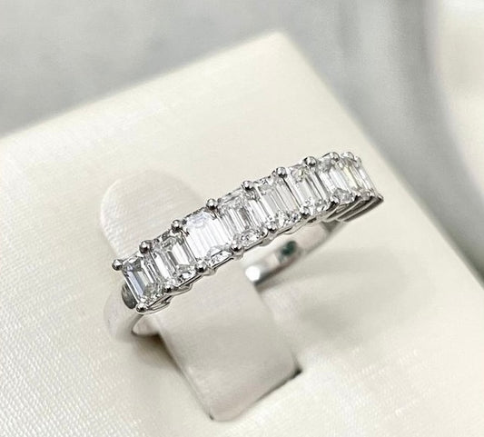 1.08cts 9-stone Emerald cut ring