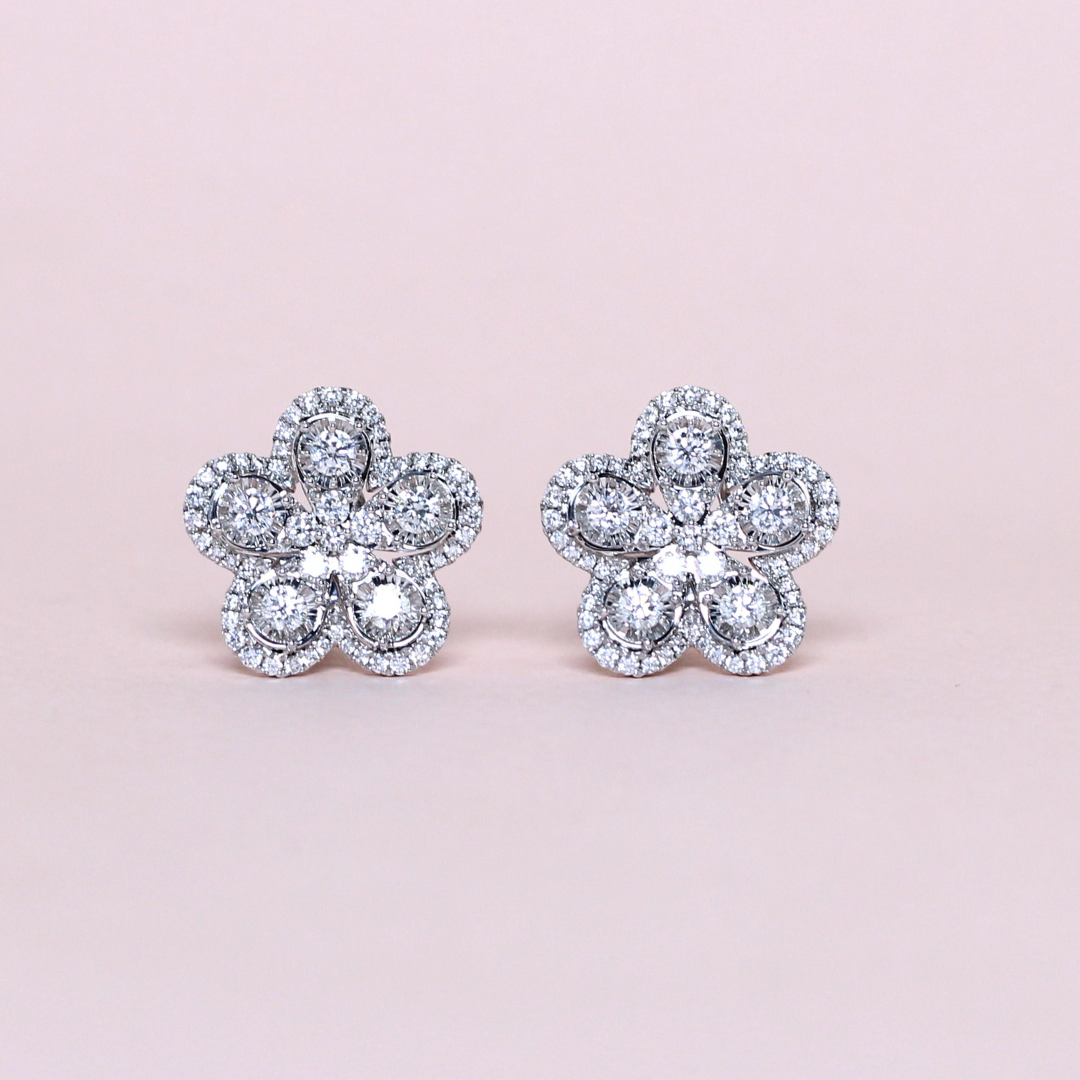 1.42cts Flower Stud earrings
