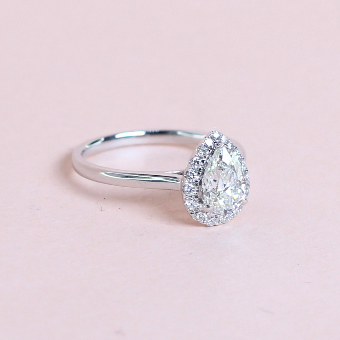 1.10cts Pear Cut ring with graduating halo