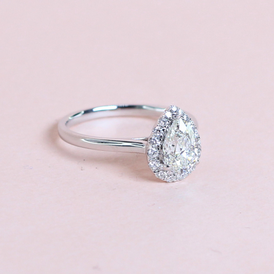 1.10cts Pear Cut ring with graduating halo