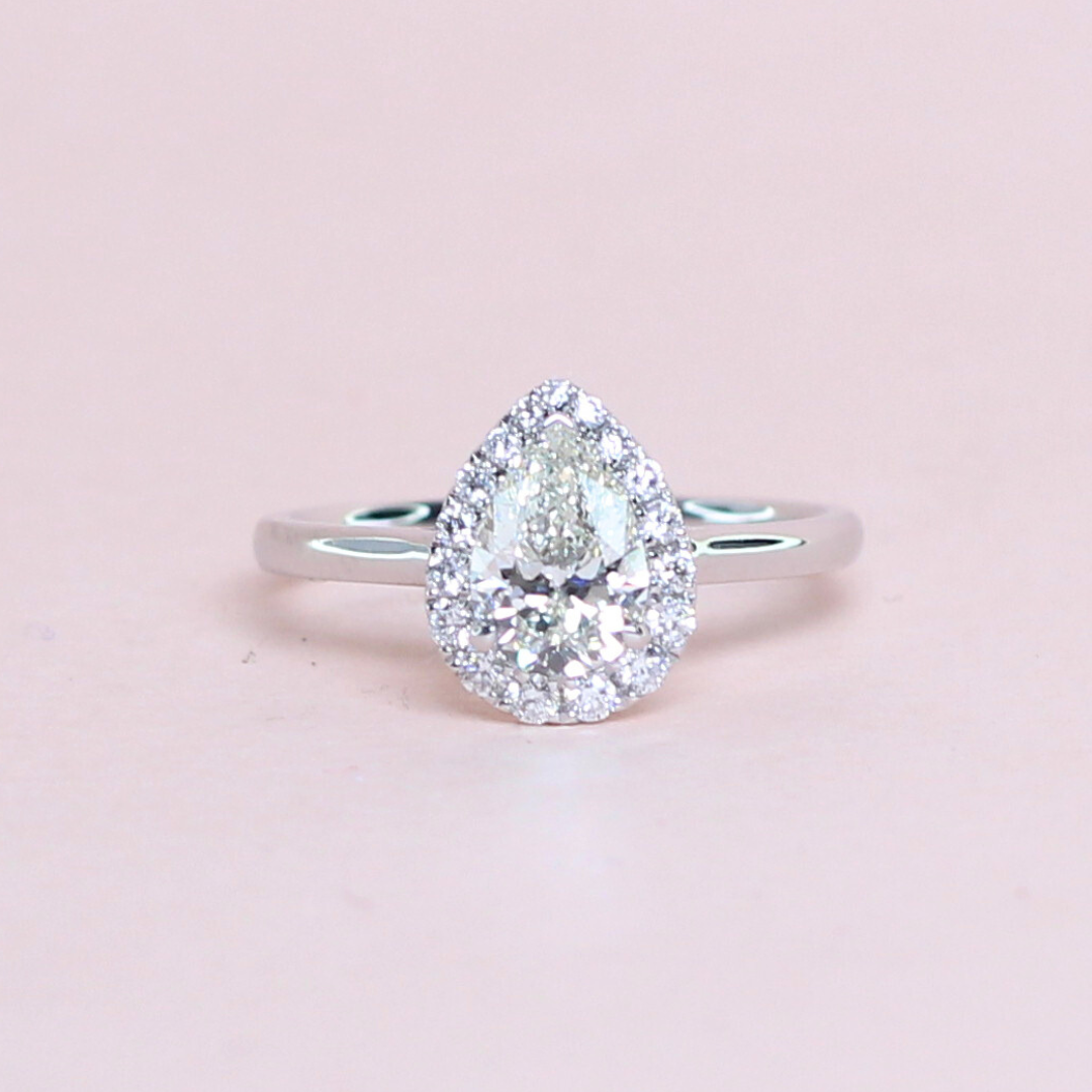 1.10cts Pear Cut ring with graduating halo