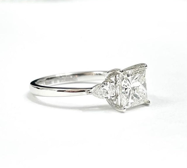 1.23cts Princess cut Trilogy ring
