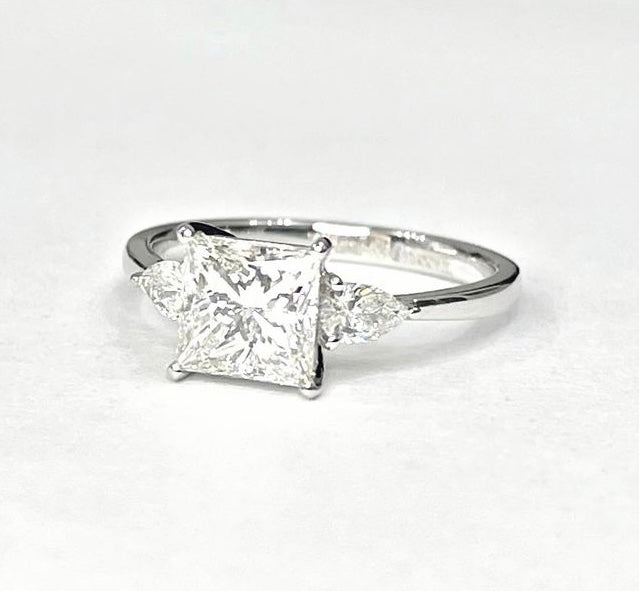 1.23cts Princess cut Trilogy ring