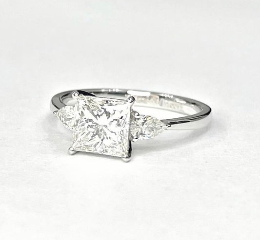 1.23cts Princess cut Trilogy ring