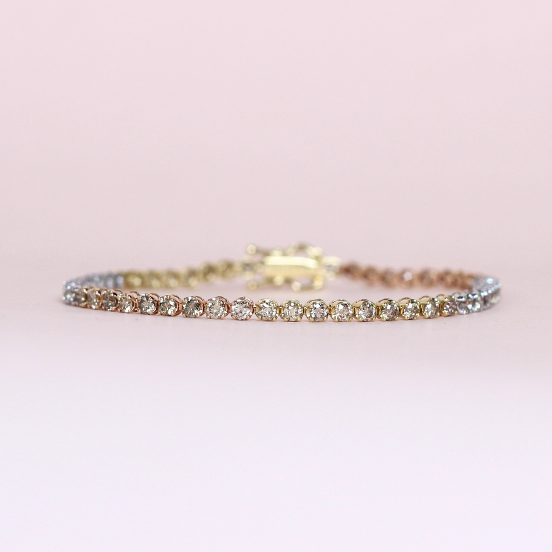 2cts Round cut Tri-color Tennis bracelet