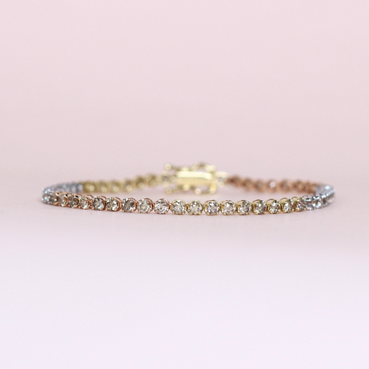 2cts Round cut Tri-color Tennis bracelet
