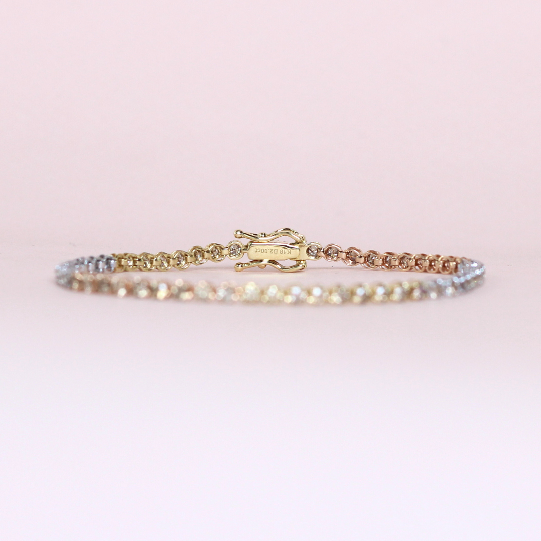 2cts Round cut Tri-color Tennis bracelet