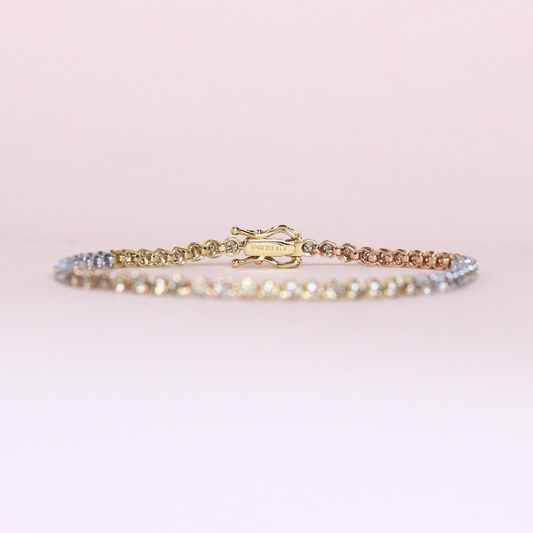 2cts Round cut Tri-color Tennis bracelet