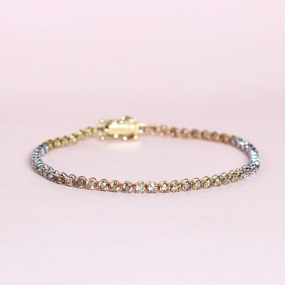 2cts Round cut Tri-color Tennis bracelet