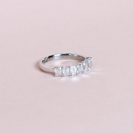 .84cts 7-stone Emerald cut ring