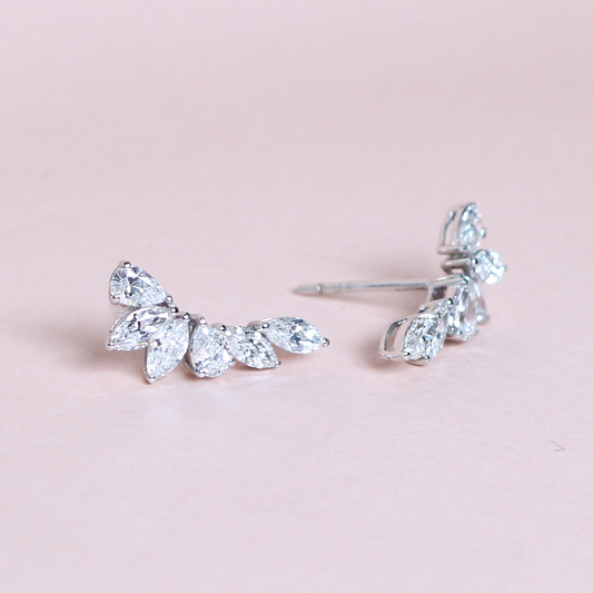 1.78cts Pear and Marquise cut Crawler earrings