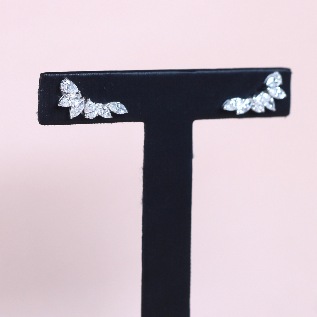 1.78cts Pear and Marquise cut Crawler earrings