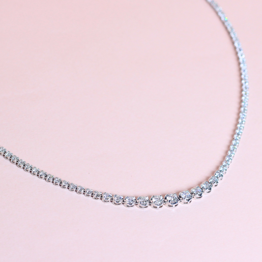 5.91cts Round cut Graduating Tennis necklace