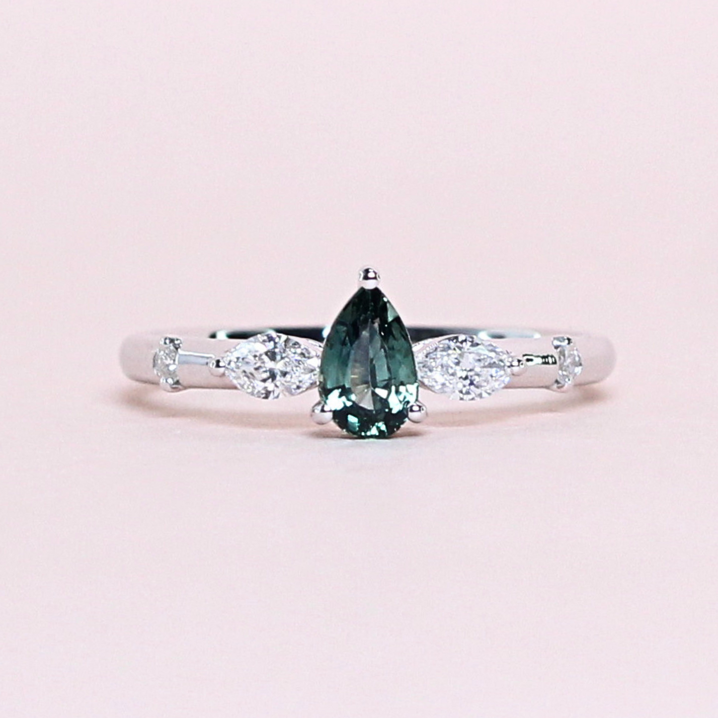.53ct Pear cut Blue-green Sapphire ring