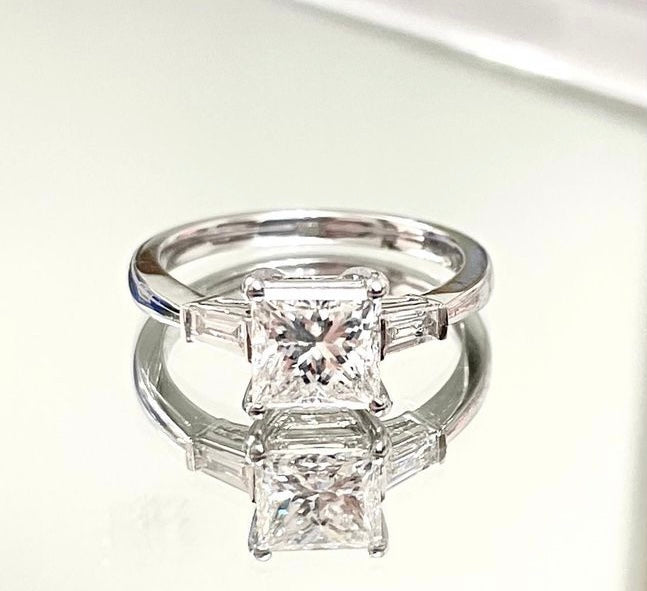 1.23cts Princess cut Trilogy ring
