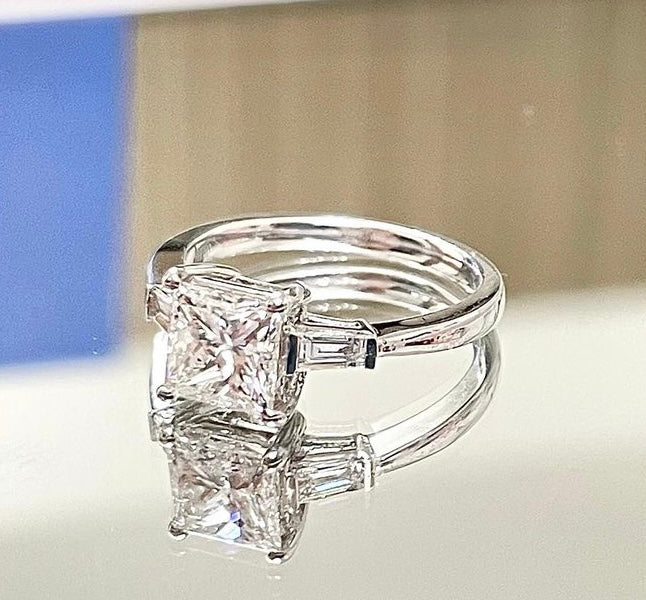 1.23cts Princess cut Trilogy ring