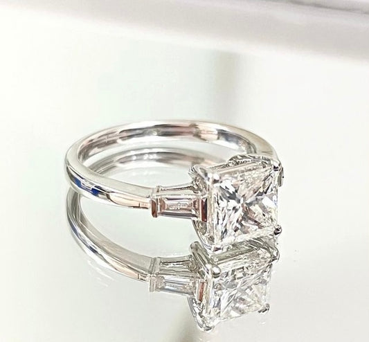 1.23cts Princess cut Trilogy ring
