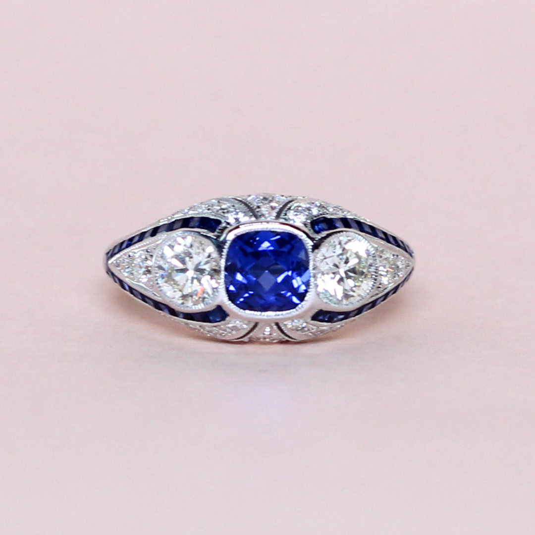 Sapphire and Diamond statement ring