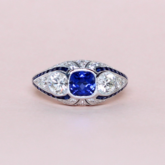 Sapphire and Diamond statement ring
