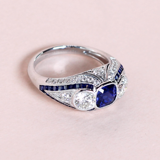 Sapphire and Diamond statement ring