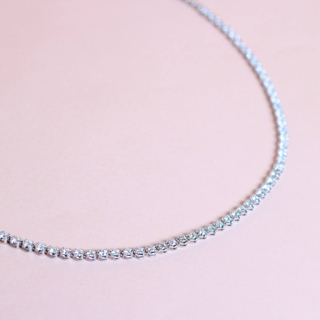 2.91cts Round cut Tennis necklace