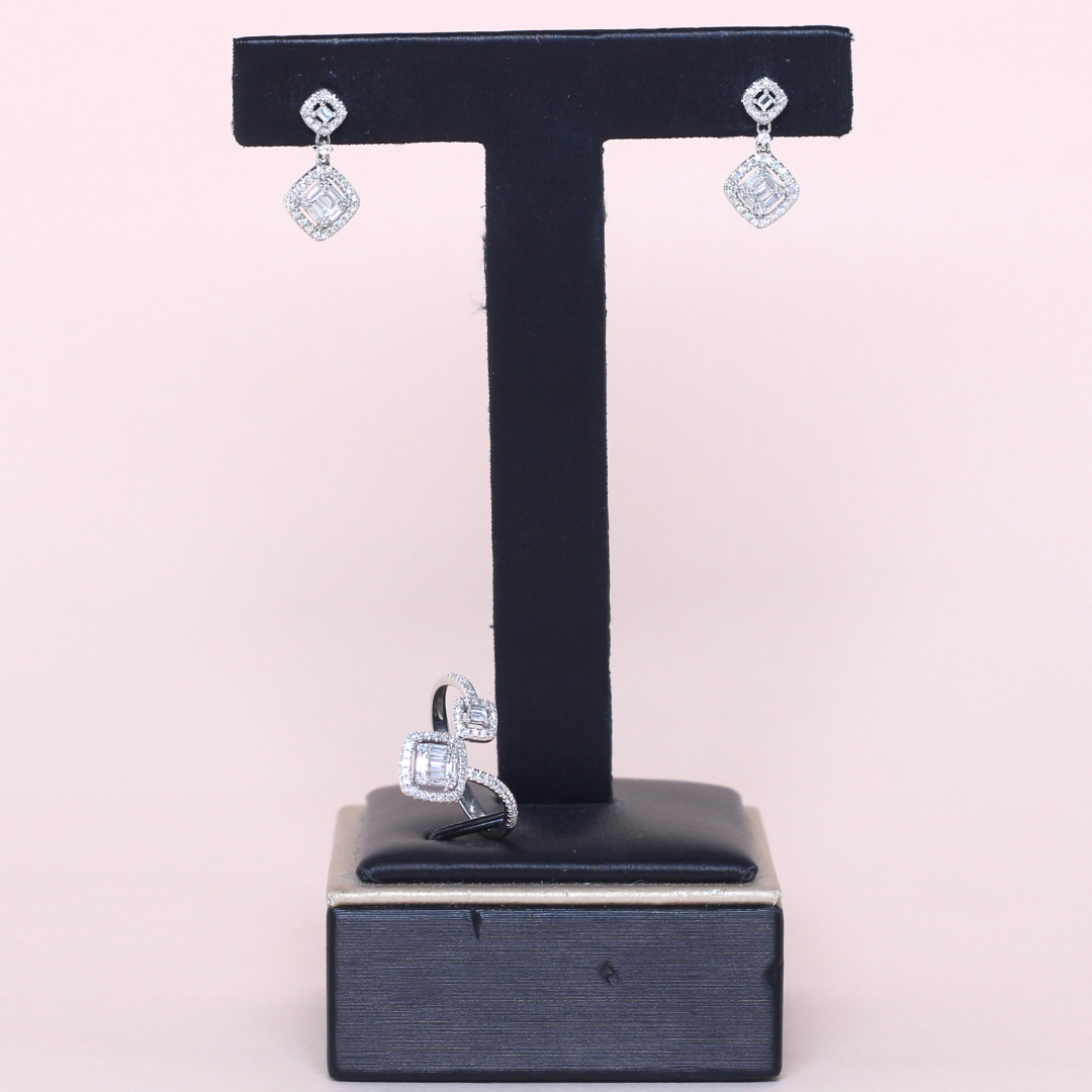 .53cts Cushion Illusion Drop set