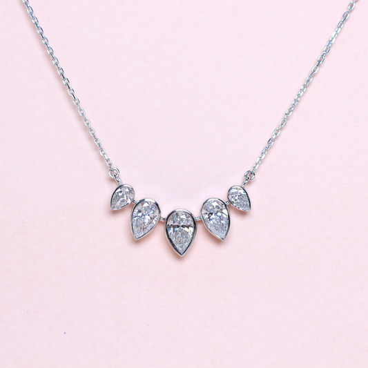 3.08cts Pear cut Lab-grown Graduading Bezeled necklace