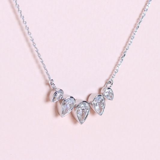3.08cts Pear cut Lab-grown Graduading Bezeled necklace