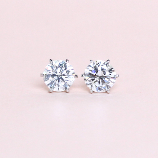 2cts Round cut Solitaire Stud earrings
