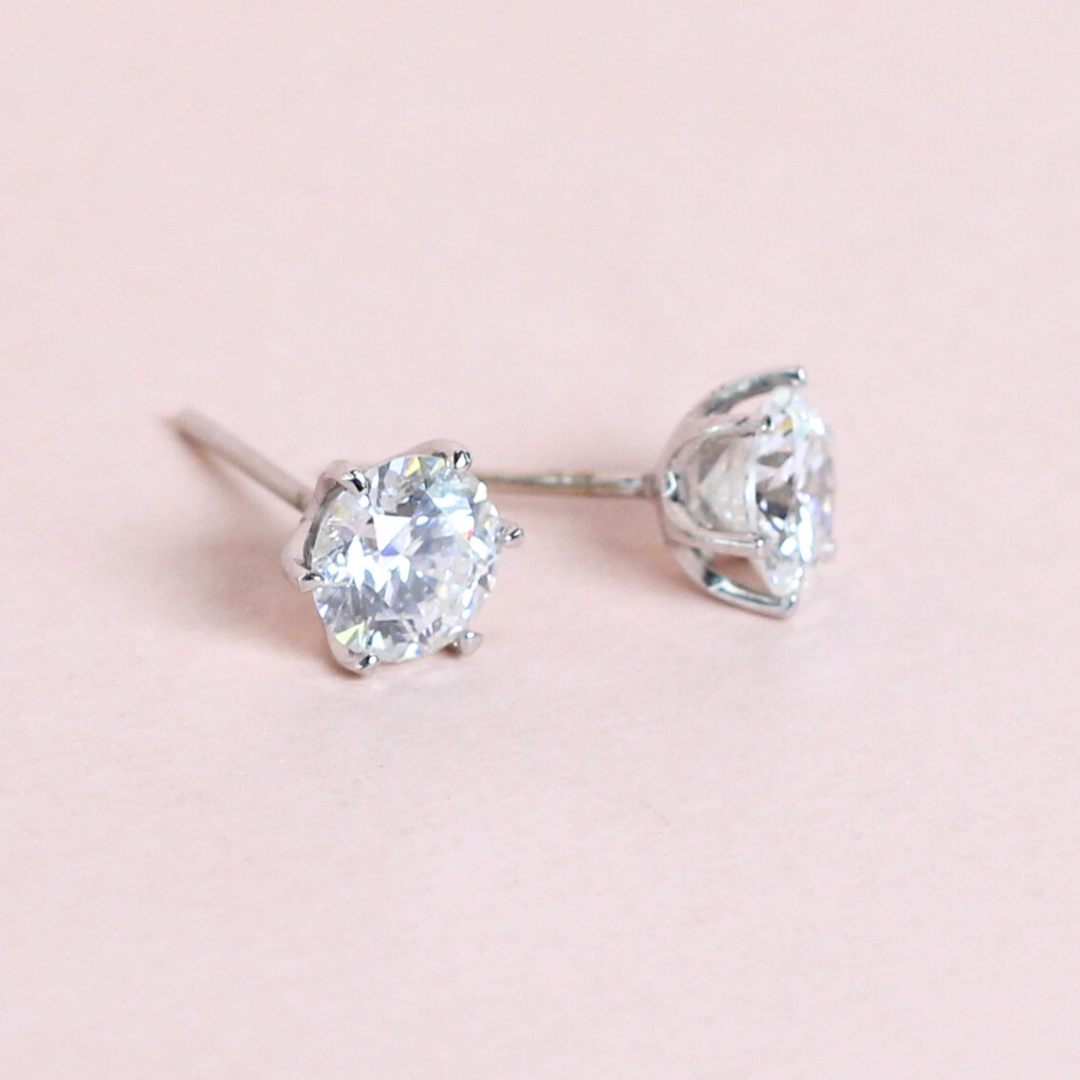 2cts Round cut Solitaire Stud earrings
