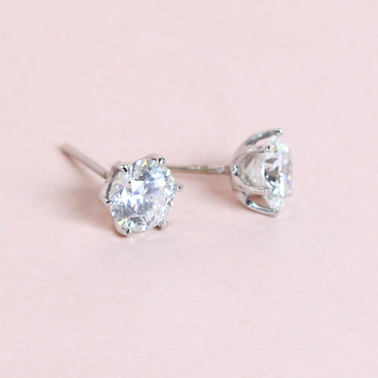 2cts Round cut Solitaire Stud earrings