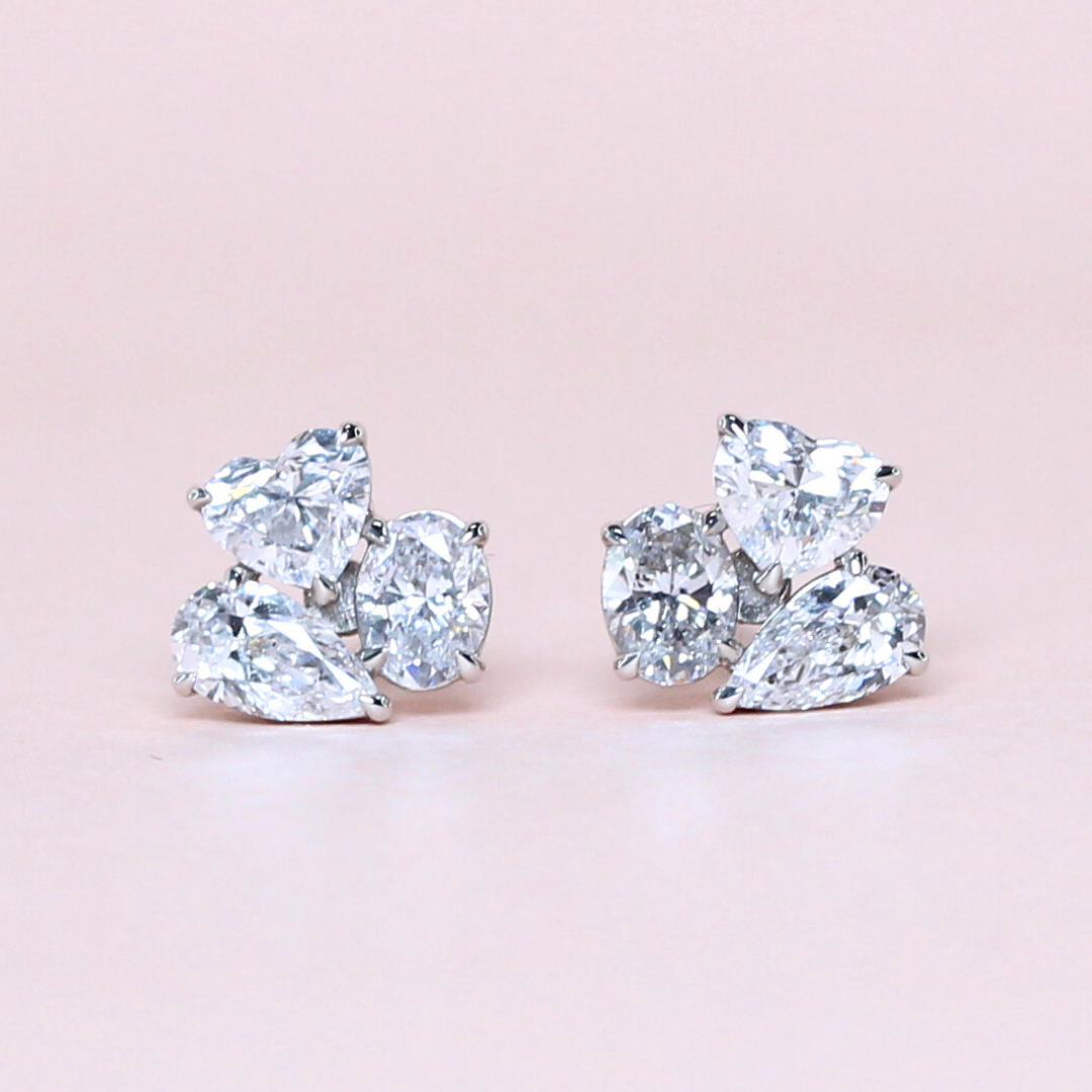2cts Multi-shape cluster earrings