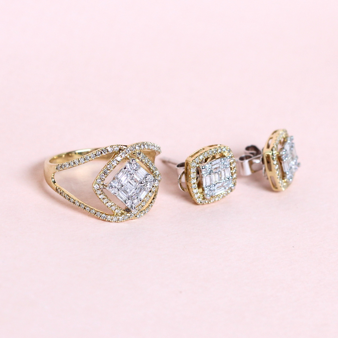 .73cts Square Illusion set with halo